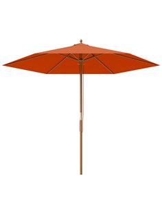 Outsunny 2.5m Wood Garden Parasol Sun Shade Patio Outdoor Wooden Umbrella Canopy, Table Market Umbrella with Vent, 38mm Pole, Ro