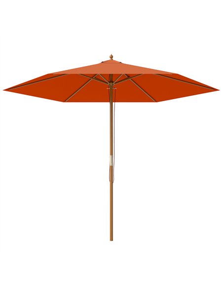 Outsunny 2.5m Wood Garden Parasol Sun Shade Patio Outdoor Wooden Umbrella Canopy, Table Market Umbrella with Vent, 38mm Pole, Ro - pic 189094 | FastDaddyshop