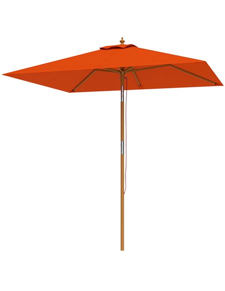 Outsunny 2m Tilting Wooden Pole Parasol - Orange - pic 189103 | FastDaddyshop