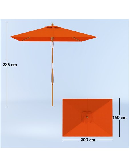 Outsunny 2m Tilting Wooden Pole Parasol - Orange - pic 189105 | FastDaddyshop
