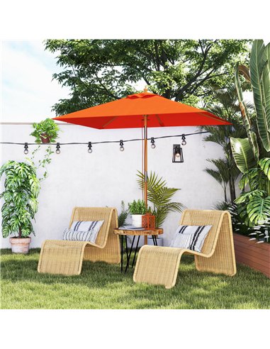 Outsunny 2m Tilting Wooden Pole Parasol - Orange