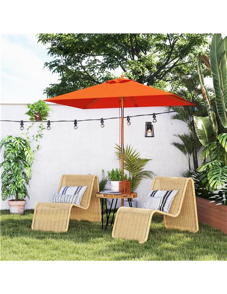 Outsunny 2m Tilting Wooden Pole Parasol - Orange - pic 189110 | FastDaddyshop