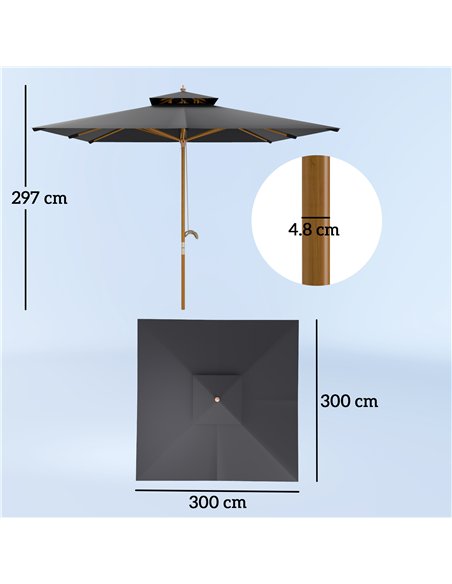 Outsunny 3 m Square Garden Parasol - Black - pic 189114 | FastDaddyshop