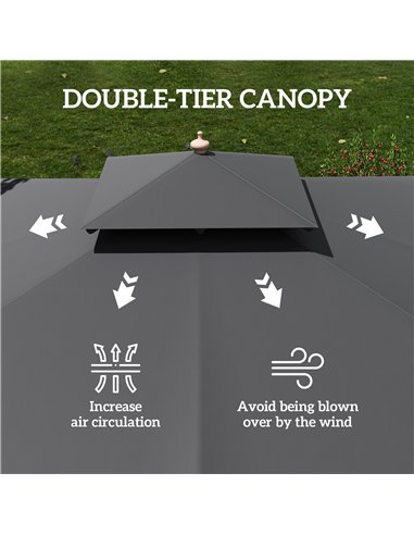 Outsunny 3 m Square Garden Parasol - Black