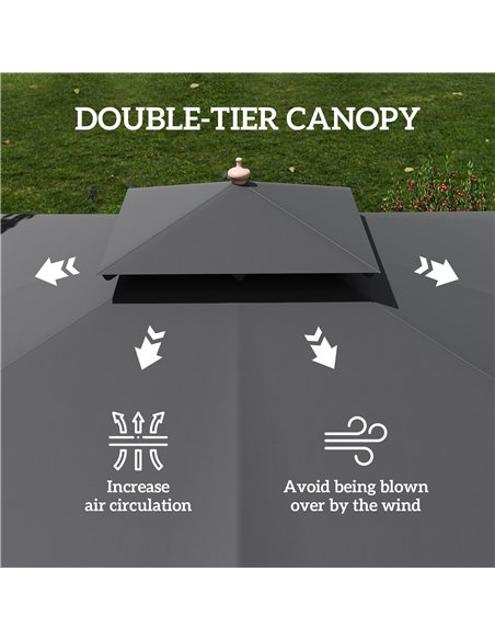 Outsunny 3 m Square Garden Parasol - Black - pic 189116 | FastDaddyshop
