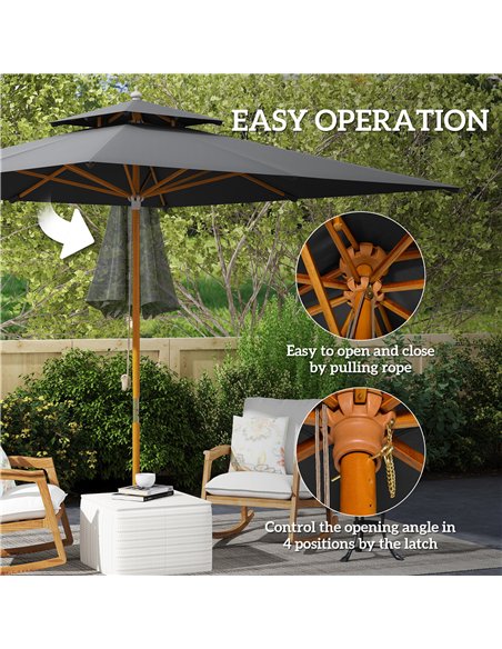 Outsunny 3 m Square Garden Parasol - Black - pic 189117 | FastDaddyshop