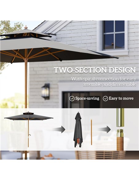 Outsunny 3 m Square Garden Parasol - Black - pic 189118 | FastDaddyshop
