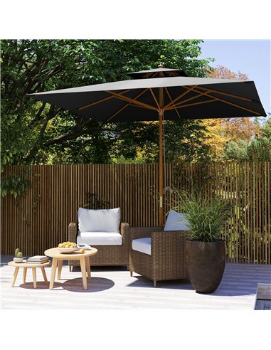 Outsunny 3 m Square Garden Parasol - Black