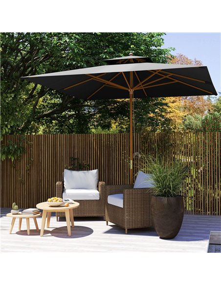 Outsunny 3 m Square Garden Parasol - Black - pic 189119 | FastDaddyshop