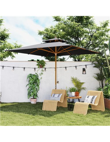 Outsunny 3 m Square Garden Parasol - Black
