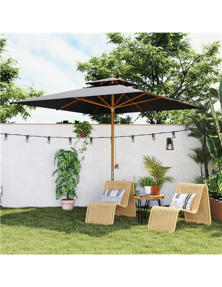 Outsunny 3 m Square Garden Parasol - Black - pic 189120 | FastDaddyshop