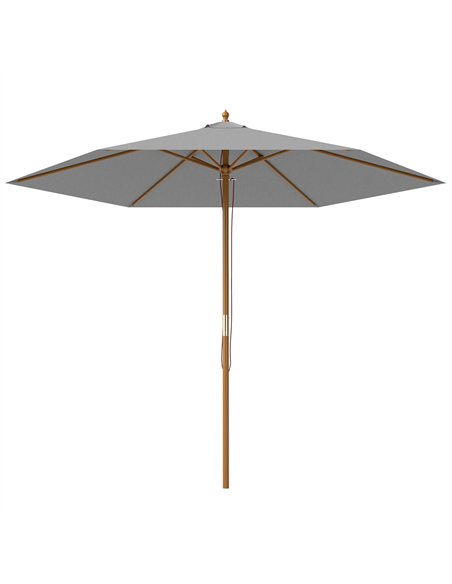 Outsunny 2.5m Wood Garden Parasol Sun Shade Patio Outdoor Wooden Umbrella Canopy, Table Market Umbrella with Vent, 38mm Pole, Ro - pic 189121 | FastDaddyshop