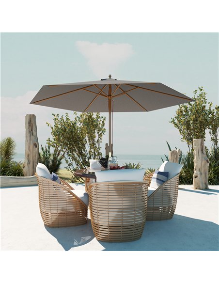 Outsunny 2.5m Wood Garden Parasol Sun Shade Patio Outdoor Wooden Umbrella Canopy, Table Market Umbrella with Vent, 38mm Pole, Ro - pic 189128 | FastDaddyshop