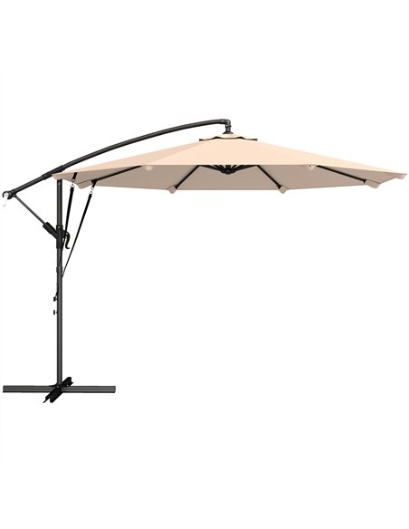 Outsunny 3 m Cantilever Parasol with Protective Cover and Wind Ropes, Banana Parasol with Crank Handle, Khaki - pic 189139 | FastDaddyshop