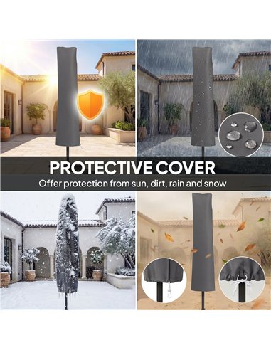Outsunny 3 m Cantilever Parasol with Protective Cover and Wind Ropes, Banana Parasol with Crank Handle, Khaki