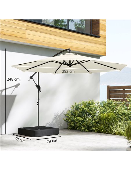 Outsunny 3 m Garden Cantilever Parasol with Cross Base, Sandbag, 360° Rotating Overhanging Banana Umbrella, Cream White - pic 189150 | FastDaddyshop