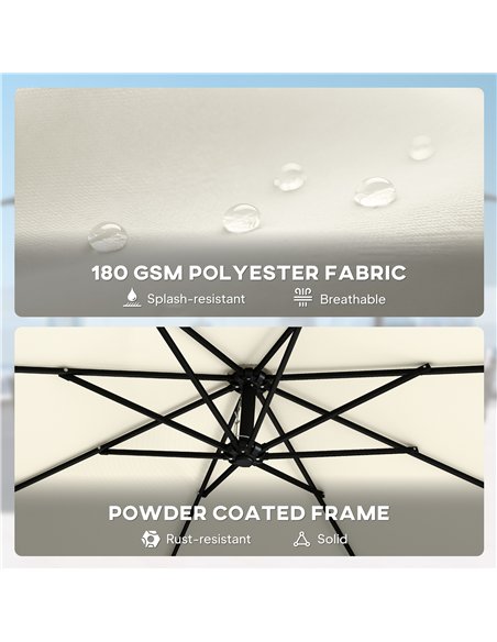 Outsunny 3 m Garden Cantilever Parasol with Cross Base, Sandbag, 360° Rotating Overhanging Banana Umbrella, Cream White - pic 189154 | FastDaddyshop