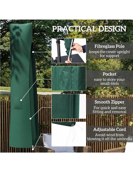 Outsunny Garden Parasol Cover, Waterproof Cantilever Banana Umbrella Protector, 240 x 48/70 cm for 3 m Cantilever Parasol - pic 189161 | FastDaddyshop