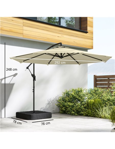 Outsunny 3 m Garden Cantilever Parasol with Cross Base, Sandbag, 360° Rotating Overhanging Banana Umbrella, Beige - pic 189168 | FastDaddyshop