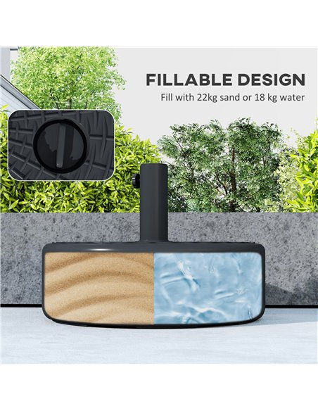 Outsunny Patio Umbrella Base 22kg Sand Filled Garden Parasol Stand forfor 38mm/48mm Poles, Black - pic 189178 | FastDaddyshop