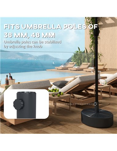 Outsunny Patio Umbrella Base 22kg Sand Filled Garden Parasol Stand forfor 38mm/48mm Poles, Black