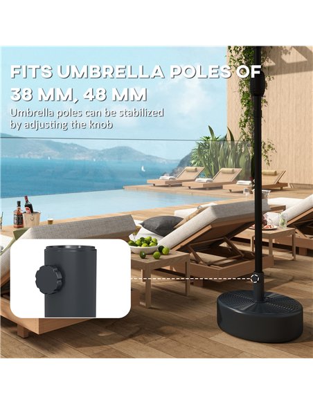 Outsunny Patio Umbrella Base 22kg Sand Filled Garden Parasol Stand forfor 38mm/48mm Poles, Black - pic 189179 | FastDaddyshop