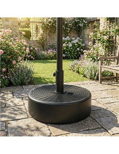 Outsunny Patio Umbrella Base 22kg Sand Filled Garden Parasol Stand forfor 38mm/48mm Poles, Black
