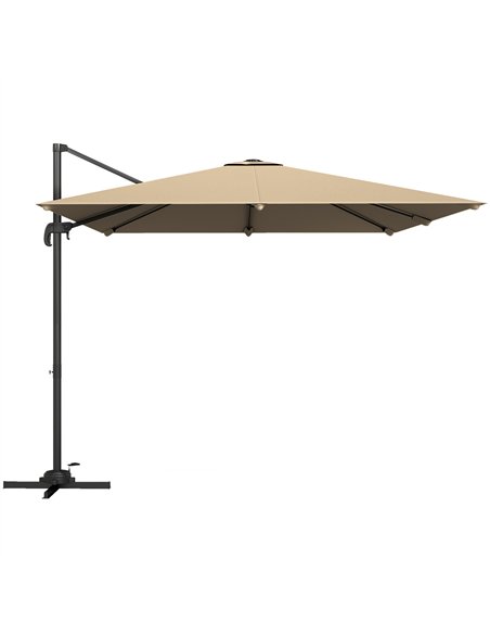 Outsunny 3 x 3 m Cantilever Parasol, Square Patio Umbrella with Crank Handle, Cross Base, Tilt, 360° Rotation, Khaki - pic 189184 | FastDaddyshop
