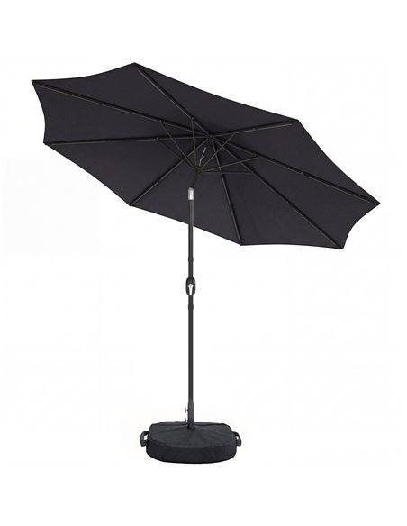Outsunny 2.7 m Garden Parasol Umbrella with Cross Base and Sandbag, Retractable Ribs, Outdoor Table Market Umbrella, Black - pic 189193 | FastDaddyshop