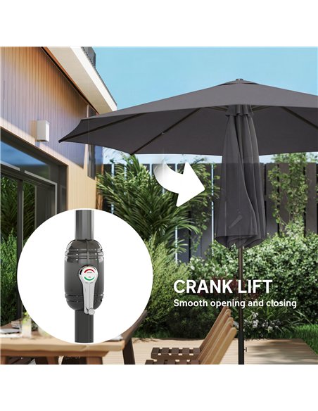 Outsunny 2.7 m Garden Parasol Umbrella with Cross Base and Sandbag, Retractable Ribs, Outdoor Table Market Umbrella, Black - pic 189201 | FastDaddyshop
