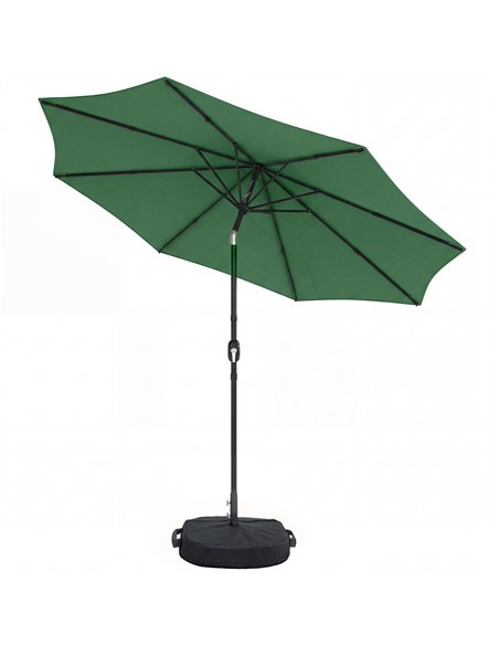 Outsunny 2.7 m Garden Parasol Umbrella with Cross Base and Sandbag, Retractable Ribs, Outdoor Table Market Umbrella, Green - pic 189202 | FastDaddyshop