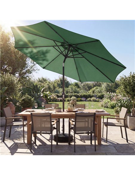Outsunny 2.7 m Garden Parasol Umbrella with Cross Base and Sandbag, Retractable Ribs, Outdoor Table Market Umbrella, Green - pic 189203 | FastDaddyshop