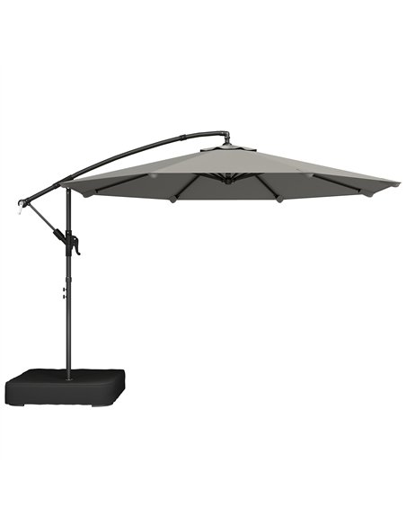 Outsunny 3 m Garden Cantilever Parasol with Cross Base, Sandbag, 360° Rotating Overhanging Banana Umbrella, Grey - pic 189211 | FastDaddyshop