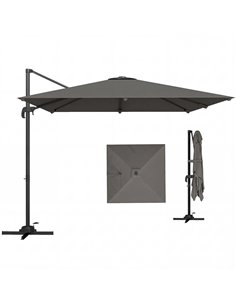 Outsunny 3 x 3 m Cantilever Parasol, Square Patio Umbrella with Crank Handle, Cross Base, Tilt, 360° Rotation, Dark Grey