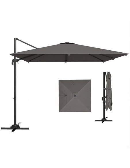 Outsunny 3 x 3 m Cantilever Parasol, Square Patio Umbrella with Crank Handle, Cross Base, Tilt, 360° Rotation, Dark Grey - pic 189220 | FastDaddyshop