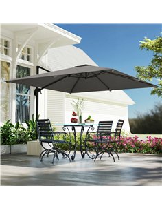 Outsunny 3 x 3 m Cantilever Parasol, Square Patio Umbrella with Crank Handle, Cross Base, Tilt, 360° Rotation, Dark Grey 2