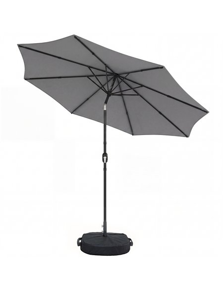 Outsunny 2.7 m Garden Parasol Umbrella with Cross Base and Sandbag, Retractable Ribs, Outdoor Table Market Umbrella, Light Grey - pic 189229 | FastDaddyshop