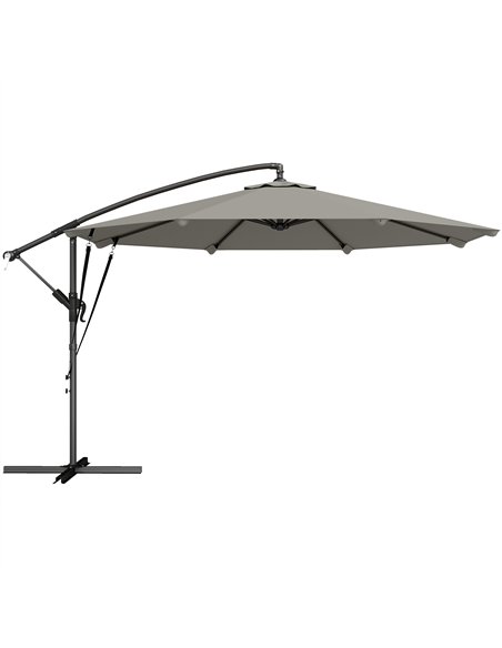 Outsunny 3 m Cantilever Parasol with Protective Cover and Wind Ropes, Banana Parasol with Crank Handle, Light Grey - pic 189238 | FastDaddyshop