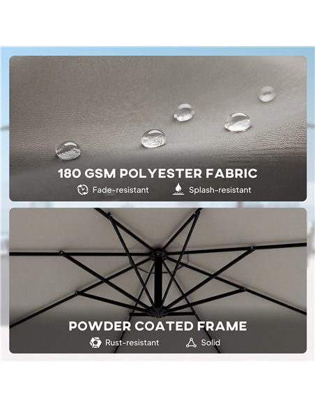 Outsunny 3 m Cantilever Parasol with Protective Cover and Wind Ropes, Banana Parasol with Crank Handle, Light Grey - pic 189243 | FastDaddyshop