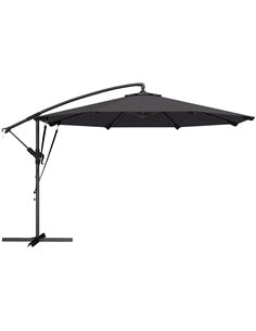 Outsunny 3 m Cantilever Parasol with Protective Cover and Wind Ropes, Banana Parasol with Crank Handle, Black