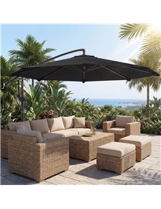 Outsunny 3 m Cantilever Parasol with Protective Cover and Wind Ropes, Banana Parasol with Crank Handle, Black 2