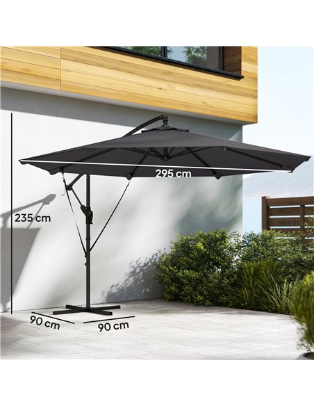 Outsunny 3 m Cantilever Parasol with Protective Cover and Wind Ropes, Banana Parasol with Crank Handle, Black - pic 189249 | FastDaddyshop