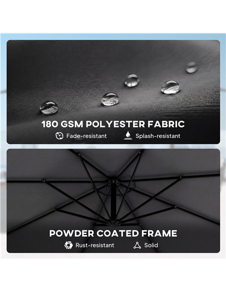 Outsunny 3 m Cantilever Parasol with Protective Cover and Wind Ropes, Banana Parasol with Crank Handle, Black - pic 189252 | FastDaddyshop