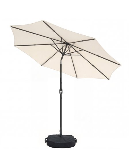 Outsunny 2.7 m Garden Parasol Umbrella with Cross Base and Sandbag, Retractable Ribs, Outdoor Table Market Umbrella, Cream White - pic 189265 | FastDaddyshop