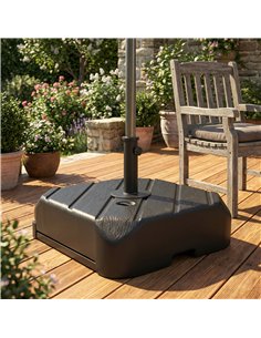 Outsunny Garden Parasol Base with Wheels, Telescopic Handle, 72 kg /45 kg Fillable Sun Umbrella Base Parasol Stand, Black 2