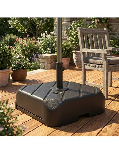Outsunny Garden Parasol Base with Wheels, Telescopic Handle, 72 kg /45 kg Fillable Sun Umbrella Base Parasol Stand, Black