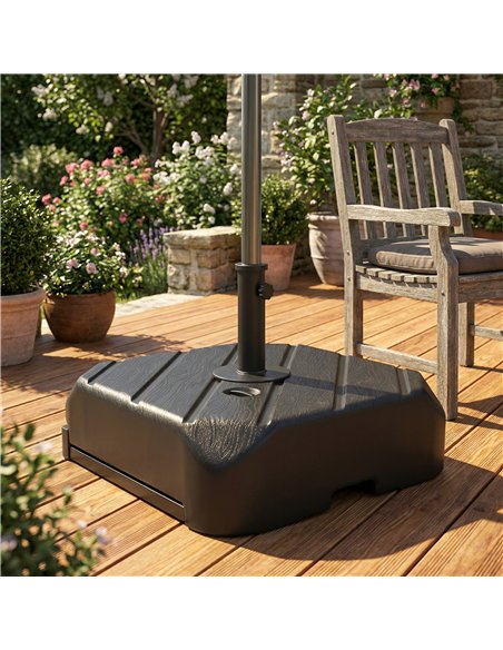 Outsunny Garden Parasol Base with Wheels, Telescopic Handle, 72 kg /45 kg Fillable Sun Umbrella Base Parasol Stand, Black - pic 189275 | FastDaddyshop
