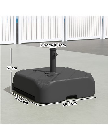 Outsunny Garden Parasol Base with Wheels, Telescopic Handle, 72 kg /45 kg Fillable Sun Umbrella Base Parasol Stand, Black