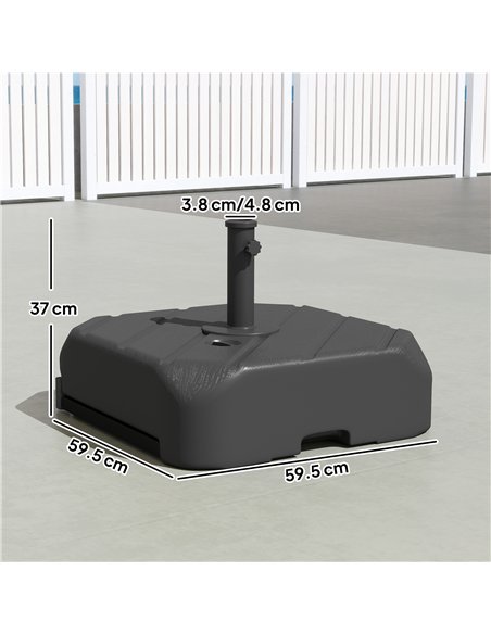 Outsunny Garden Parasol Base with Wheels, Telescopic Handle, 72 kg /45 kg Fillable Sun Umbrella Base Parasol Stand, Black - pic 189276 | FastDaddyshop