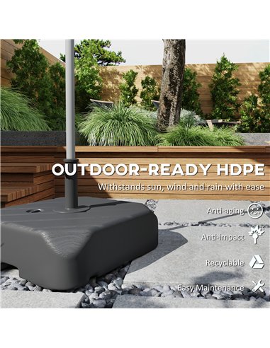Outsunny Garden Parasol Base with Wheels, Telescopic Handle, 72 kg /45 kg Fillable Sun Umbrella Base Parasol Stand, Black